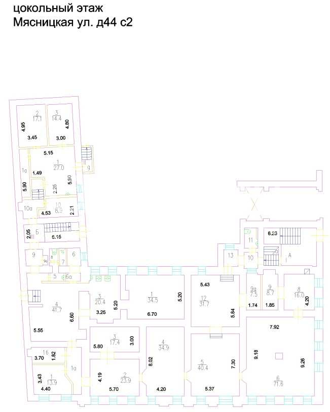 Планировка офиса 1573.2 м², 1 этаж, Особняк «Мясницкая ул., 44,  стр. 2»